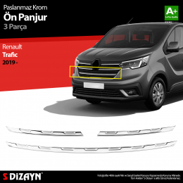 S-Dizayn Renault Trafic Krom Ön Panjur 3 Prç. 2019 Üzeri