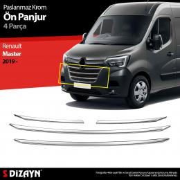 S-Dizayn Renault Master Krom Ön Panjur 4 Prç. 2019 Üzeri