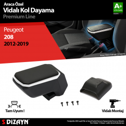 S-Dizayn Peugeot 208 ABS Vidalı Kol Dayama Kolçak Gri 2012-2019 A+Kalite